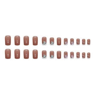 Französische Schmetterling Kunstnägel in Nude-Rosa, 24 Stück Set für Mädchen