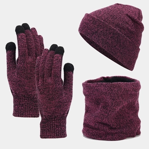 Berretto Invernale Scaldacollo E Guanti Touchscreen In Maglia Di Acrilico Foderati In Pile Caldo Termico Outdoor Per Uomo Donna