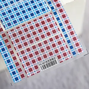 5D Scotland plaid nail art stickers TS-387 with red and blue checkered patterns