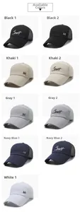 Detail view of breathable mesh back and embroidered letters on summer baseball caps