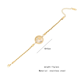 Golden evil eye charm bracelet in stainless steel with 18+5cm length specifications