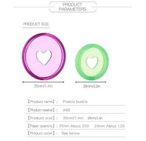 Detailed size chart for 28mm transparent plastic mushroom hole binding rings