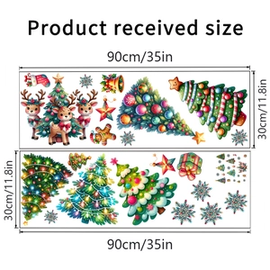 Detailed layout of Christmas wall stickers featuring reindeer and pine tree designs