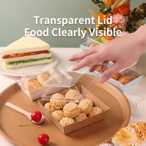Transparent lid food packaging boxes for sandwiches and pastries in square and long shapes
