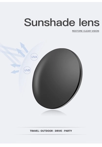 Detail showing deep gray UV400 sun lens with full UVA and UVB protection for outdoor use