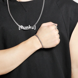 Ensemble collier, bracelet et bague pour homme en acier inoxydable de style punk