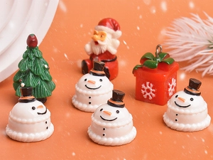 Ensemble de figurines de Noël miniatures en résine avec bonshommes de neige et sapin