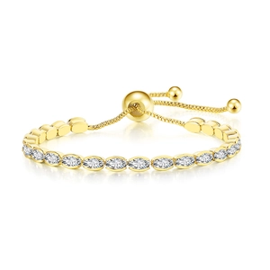 Elegant adjustable gold-tone tennis bracelet with shimmering white zircon stones