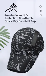 Close-up of black breathable mesh panel and quick-dry fabric on the sport cap