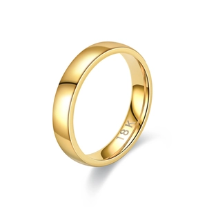 Minimalist 18K gold-plated titanium steel ring with smooth surface on white background