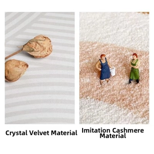 Texture comparison showing smooth crystal velvet and thick soft imitation cashmere rug material