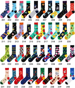 Grid layout showcasing 40 creative oil painting style socks with diverse patterns and numbers