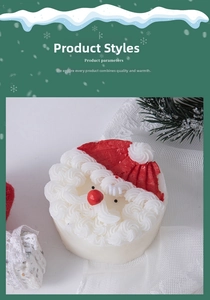 Detail of Santa Claus candle with intricate beard carving and red hat for festive decor