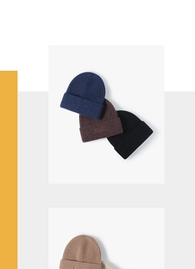 Detailed view of rib-knit textures and wide folded cuffs on thick winter beanie hats
