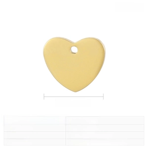 Detailed size chart for 13x11mm heart-shaped stainless steel pendant jewelry components
