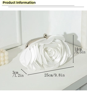 White rose petal satin evening clutch dimensions 25cm by 14cm for formal weddings