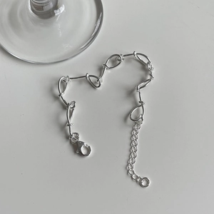 Close-up of S925 sterling silver handmade twisted rope chain bracelet with lobster clasp