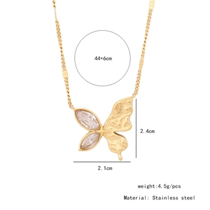Detailed size specifications for gold butterfly pendant necklace in stainless steel