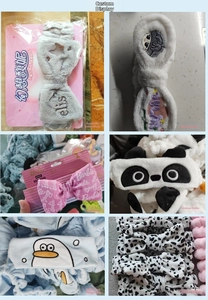 Variety of soft plush headbands with leopard print and cute embroidered animal designs
