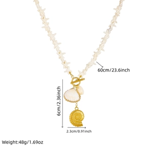 Retro seashell and starfish OT buckle necklace with 60cm length and 48g weight dimensions