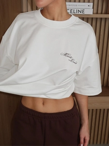 Γυναικείο T-Shirt Καθαρό Βαμβάκι Κοντομάνικο Τύπωμα Γράμματα Χαλαρή Εφαρμογή Oversized Στρογγυλή Λαιμόκοψη Casual Streetwear