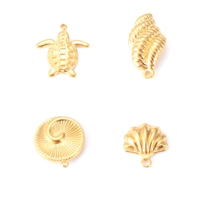Ocean Series Stainless Steel Charms Gold Shell Conch Turtle Pendants For DIY Jewelry Making Accessories