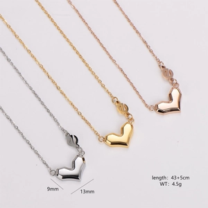 Geometric 3D Heart Pendant Necklace Stainless Steel 18K Gold Plated Letter E Charm Fashion Jewelry For Women O-Chain