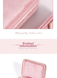 Close-up of pink Italian velvet texture and gold zipper on portable jewelry box