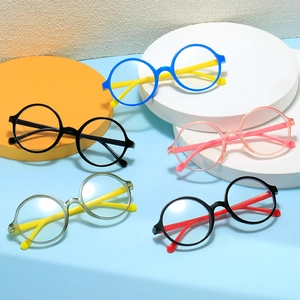 Kids Round Glasses Frame Lightweight Plastic Decorative Plain Mirror Eyeglasses For Boys Girls Fashion Cute