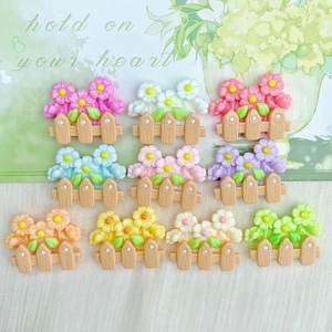Colorful resin flower fence charms for DIY crafts and hair accessories set of ten