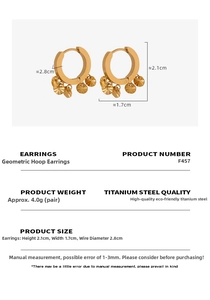 Spécifications de taille détaillées pour boucles d'oreilles en U en acier titane plaqué or