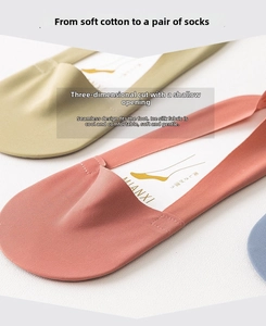 Detailed view of seamless ice silk boat socks with 3D cut in pastel colors