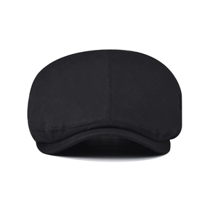 Classic black flat top ivy cap for men and women featuring vintage british style