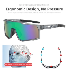 Ergonomic design of sports sunglasses with colorful lenses and pressure-free frame fit