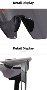 Detail of the non-slip nose bridge and hollow hinge design on black sports sunglasses