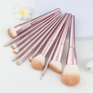 11-teiliges Make-up-Pinsel-Set in Roségold mit weichen Borsten für Gesicht und Augen