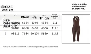 Size chart for halter bodysuit romper showing dimensions for S, M, and L in centimeters