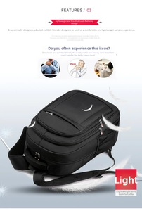 Lightweight ergonomic business backpack with padded laptop compartment and durable zippers