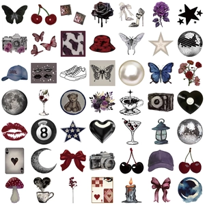 100pcs Y2K dark aesthetic waterproof stickers with butterfly rose and skull patterns
