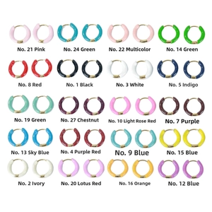 Selection of twenty colorful enamel titanium steel hoop earrings in various vibrant shades