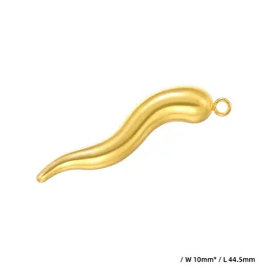 Polished gold chili pepper pendant with high-shine metallic finish and minimalist design