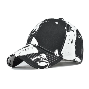Baseball Cap Washed Cotton Tie Dye Graffiti Splash Ink Adjustable Vintage Streetwear Sun Hat For Men Women