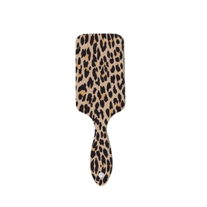 Leopard print air cushion hairbrush with scalp massage pins and ergonomic handle