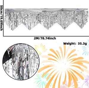 Silver foil fringe banner 50x200cm for party background wall decoration detail view