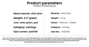 Gedetailleerde specificaties voor S925 zilveren hartoorbellen in platina en goud finish
