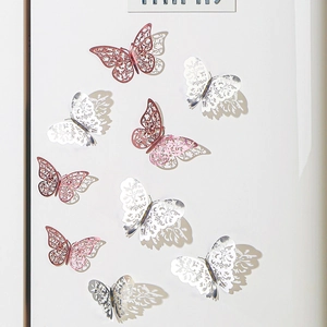 3D hollow butterfly wall stickers in rose gold and silver for festive home decoration