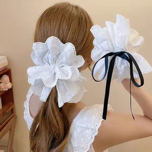 Haarklammern Aus Spitze Mit Künstliche Perlen Elegante Weiße Stoffschleife Hai Clip Für Frauen Mädchen Französischer Stil Accessoire