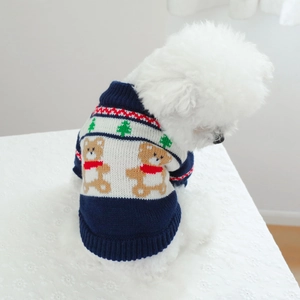 Pet Dog Cat Knitted Sweater Warm Soft Puppy Pullover Bear Tennis Plaid Pattern Autumn Winter Clothing For Small Animals