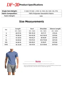 Detailed size guide table for men's slim fit Henley neck retro short sleeve fitness t-shirt