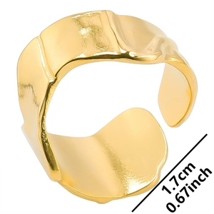 Irregular vintage golden stainless steel open ring with 1.7cm inner diameter size detail